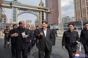 North Korean leader visits site of major housing project in Pyongyang