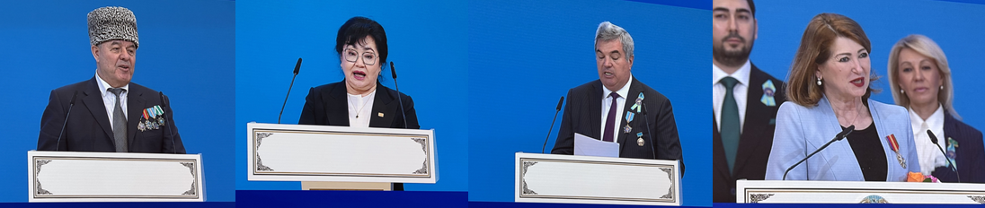 Attendees speak at the 34th session of the Assembly of the People of Kazakhstan at Palace of Independence in Astana, the capital city of Kazakhstan on Thursday. (Sanjay Kumar/ The Korea Herald)